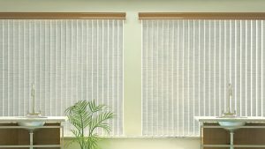 Cadence® soft Vertical Blinds in the Bathroom
